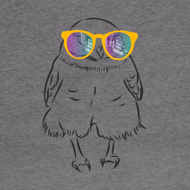 funny owl with rainbow glasses by Elala